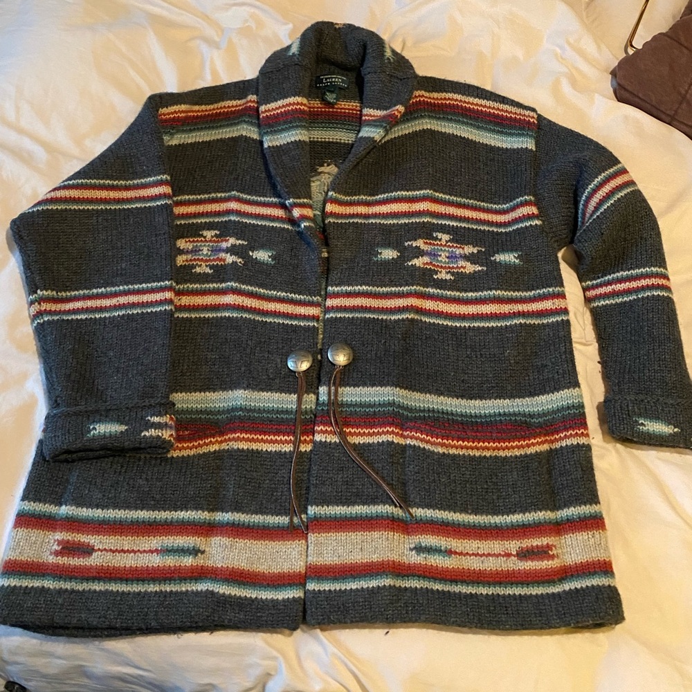 Vintage Lauren by Ralph Lauren hand knit sweater jacket